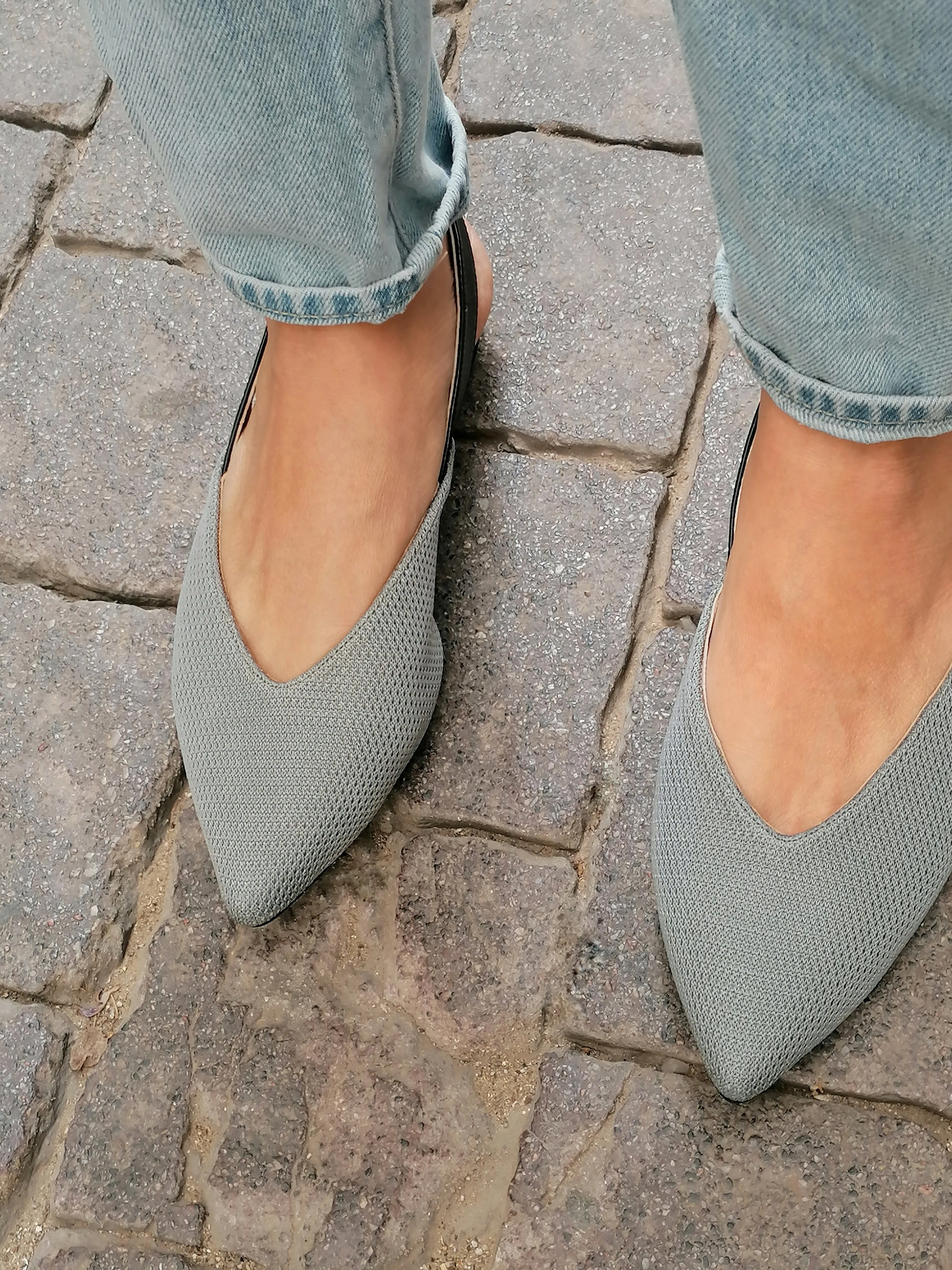 NEW #Shiny Grayish Blue & Black Flats
