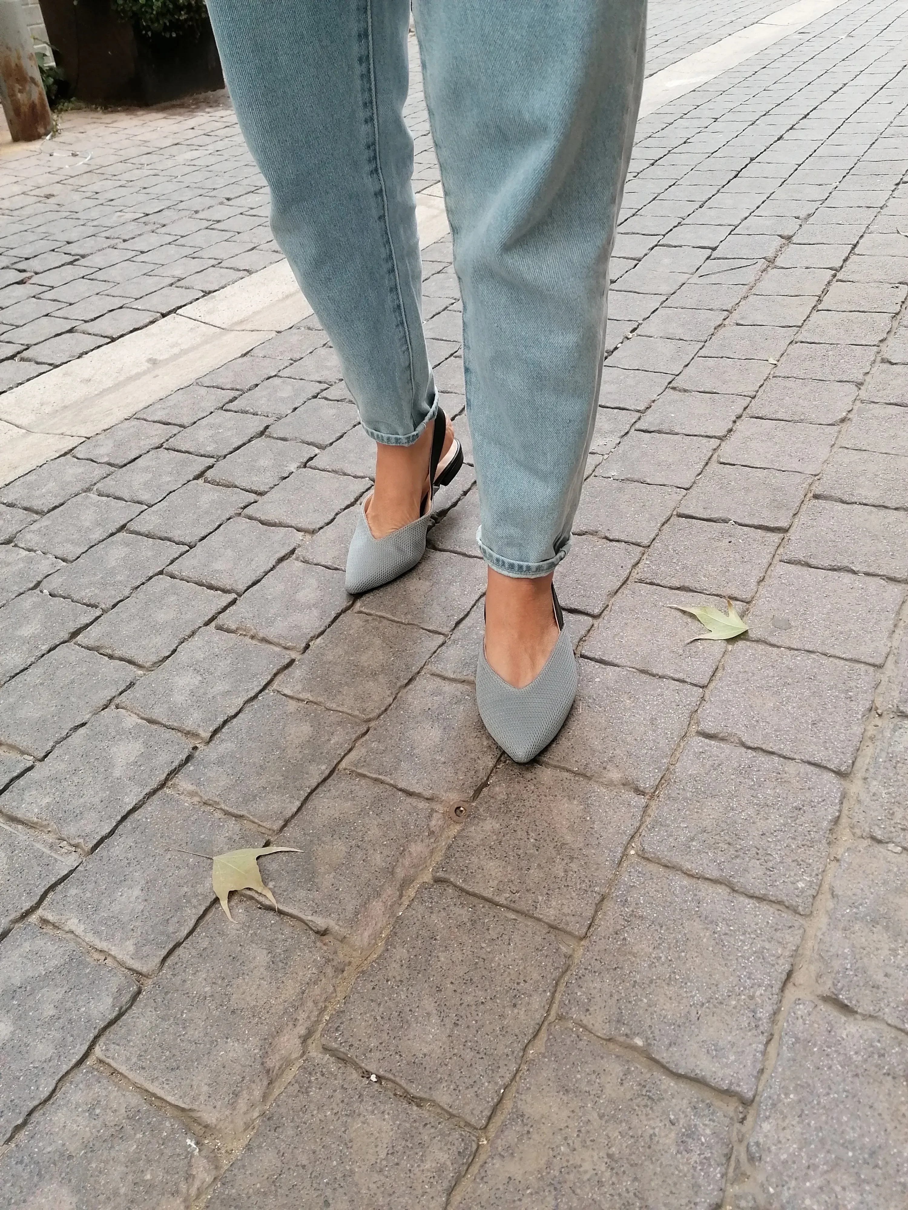 NEW #Shiny Grayish Blue & Black Flats
