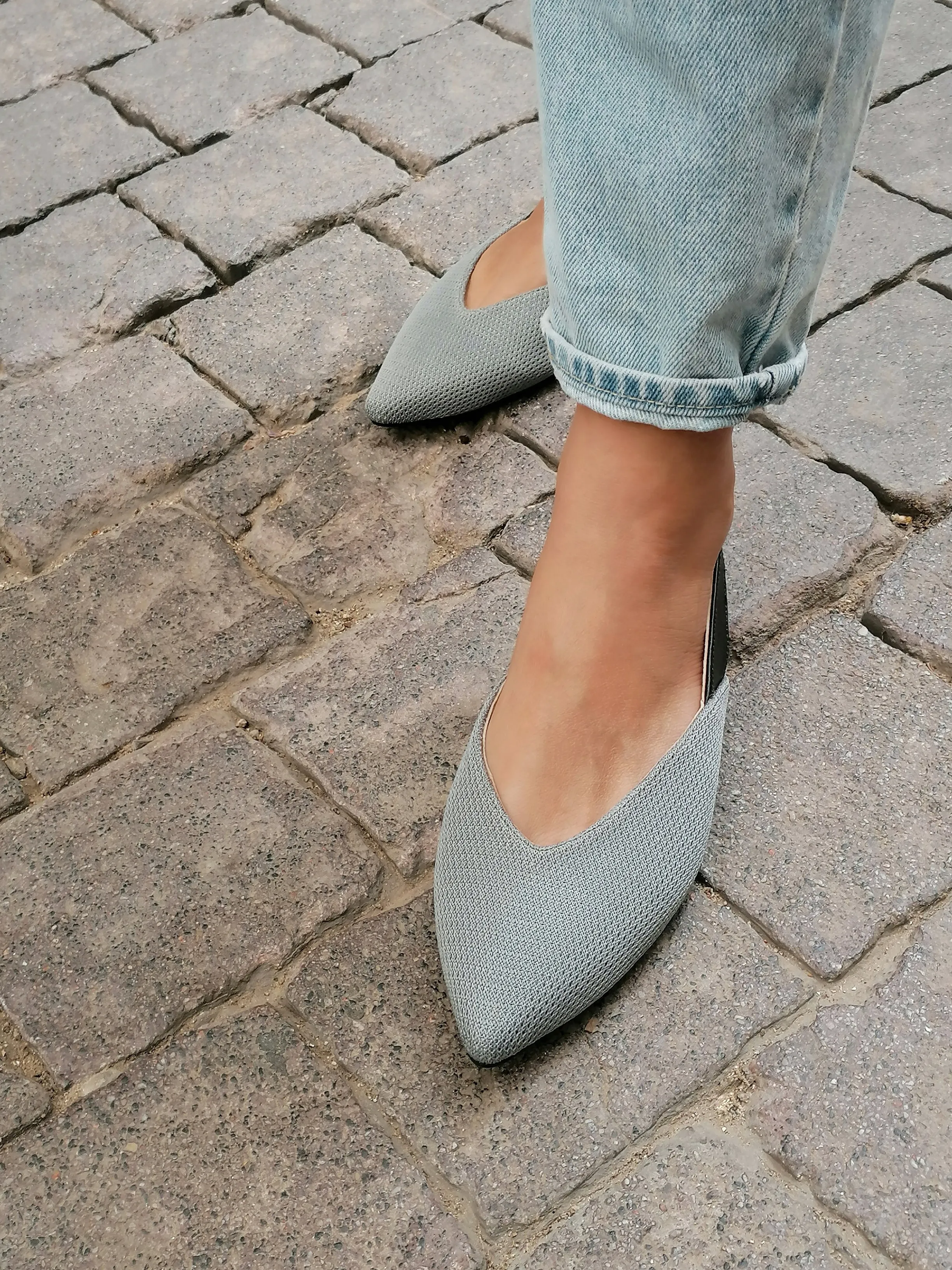 NEW #Shiny Grayish Blue & Black Flats
