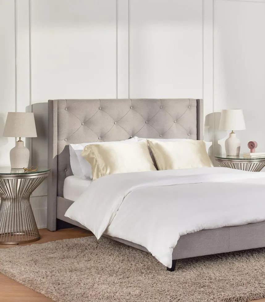 NEW Silky Satin Pillowcases, set of 2! Hypoallergenic, Ivory Beige, Queen