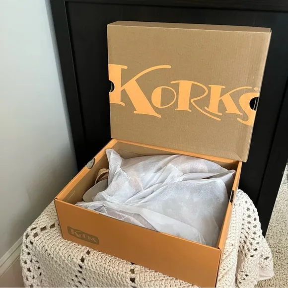 NIB Korks By Kork Ease Bardot II Wedge Heel Sandal Platform Cork Natural size 9