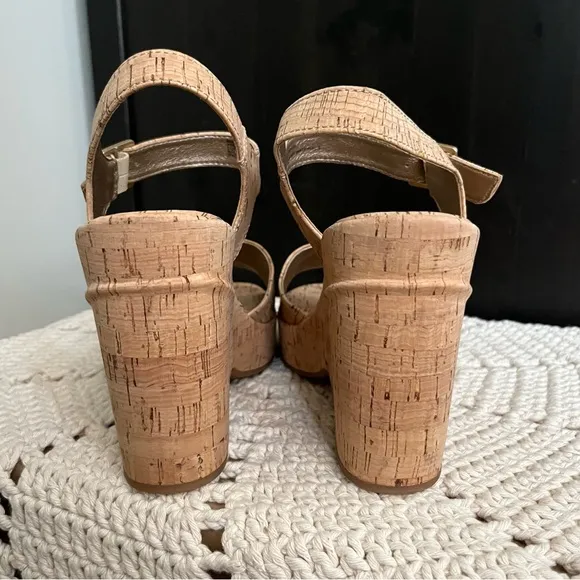 NIB Korks By Kork Ease Bardot II Wedge Heel Sandal Platform Cork Natural size 9