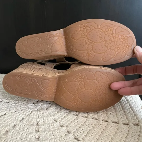 NIB Korks By Kork Ease Bardot II Wedge Heel Sandal Platform Cork Natural size 9