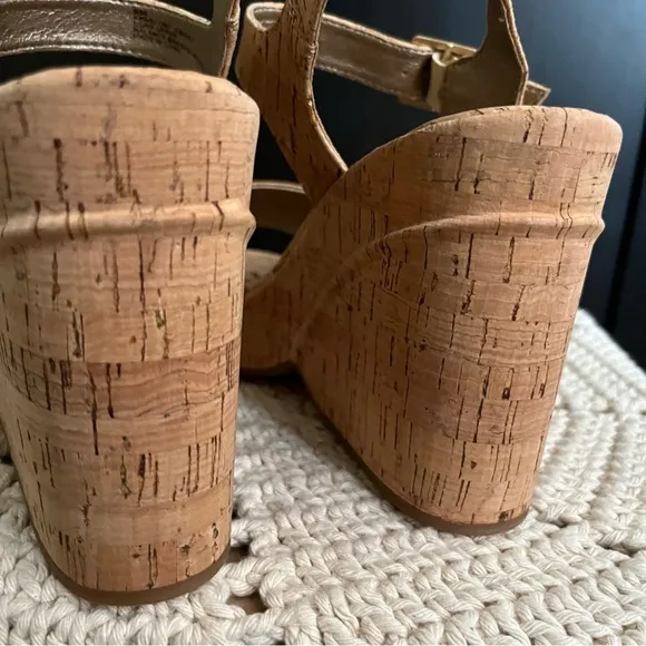 NIB Korks By Kork Ease Bardot II Wedge Heel Sandal Platform Cork Natural size 9
