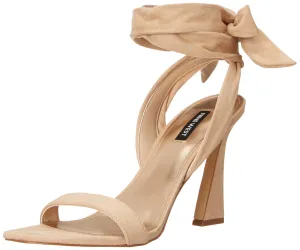 Nine West Women's KELSIE2 Heeled Sandal, Beige Suede, 7