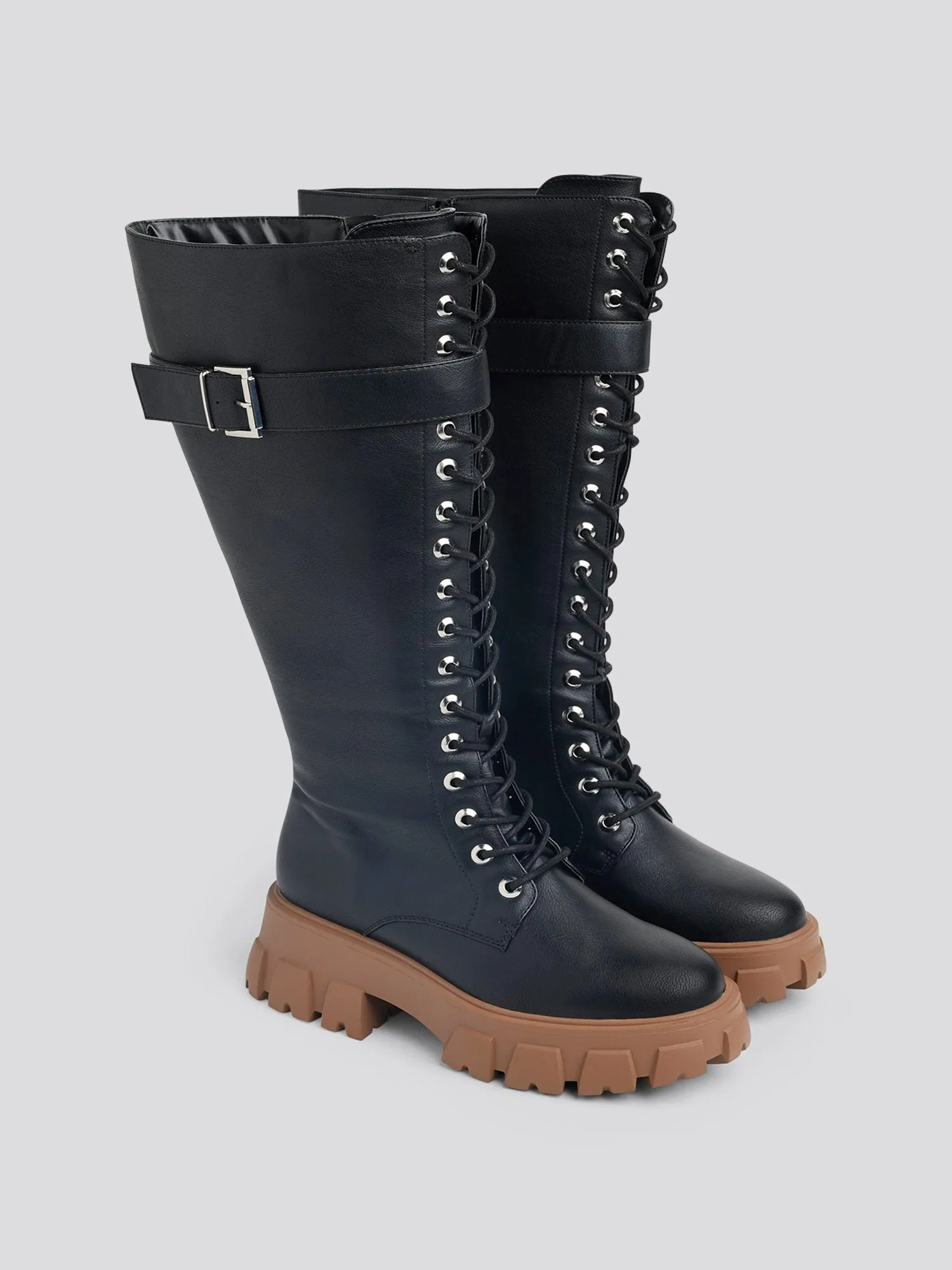 Oaklynn Knee High Lace-up Combat Boots