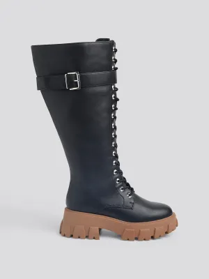 Oaklynn Knee High Lace-up Combat Boots