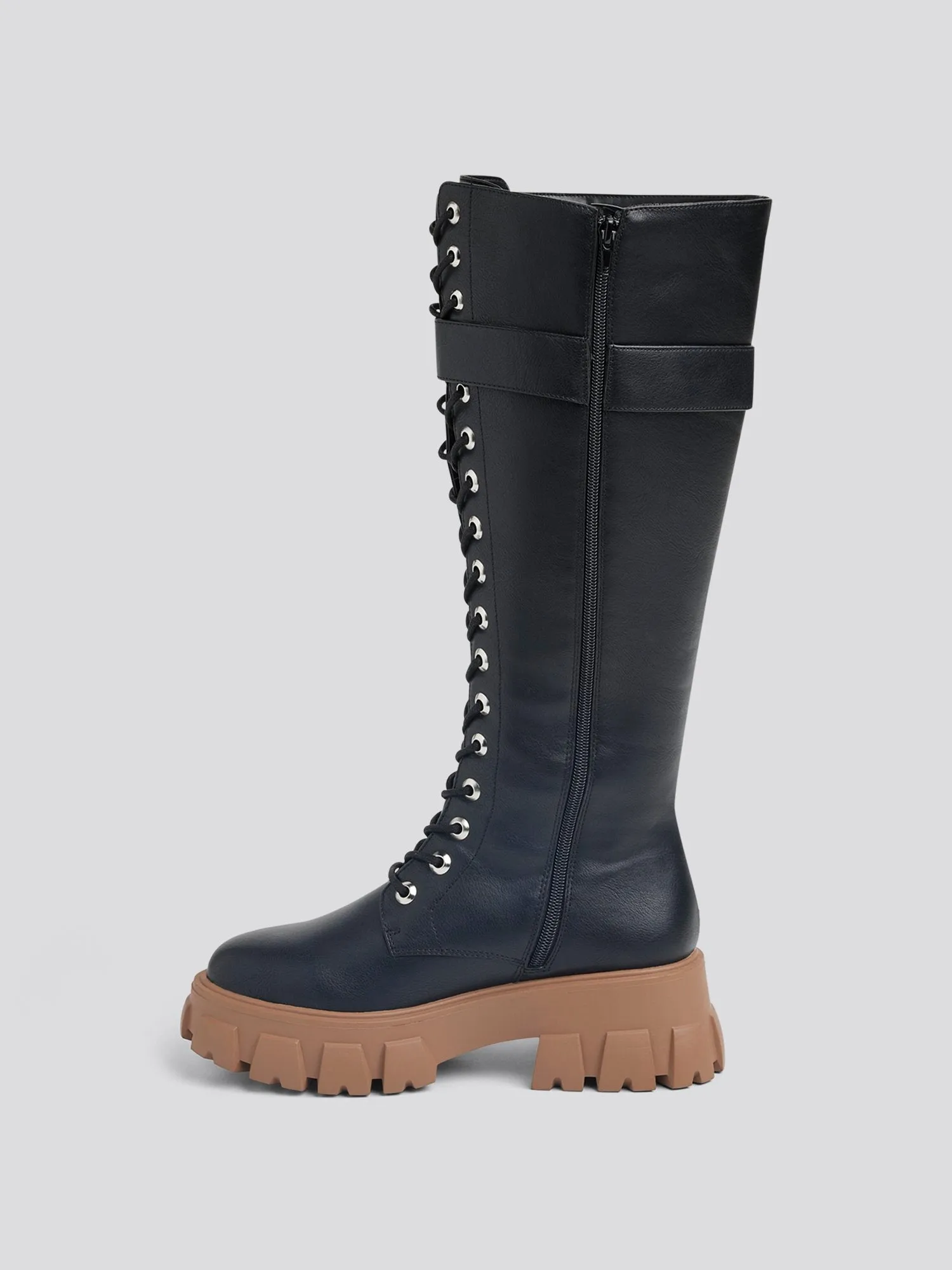 Oaklynn Knee High Lace-up Combat Boots
