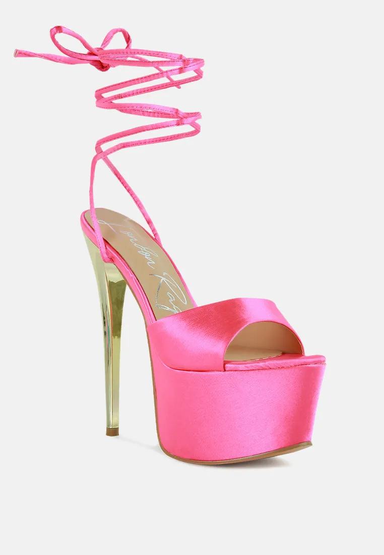 Passion Fruit Dramatic Platform Lace-Up Heel Sandals By Ruw