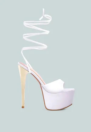 Passion Fruit Dramatic Platform Lace-Up Heel Sandals By Ruw