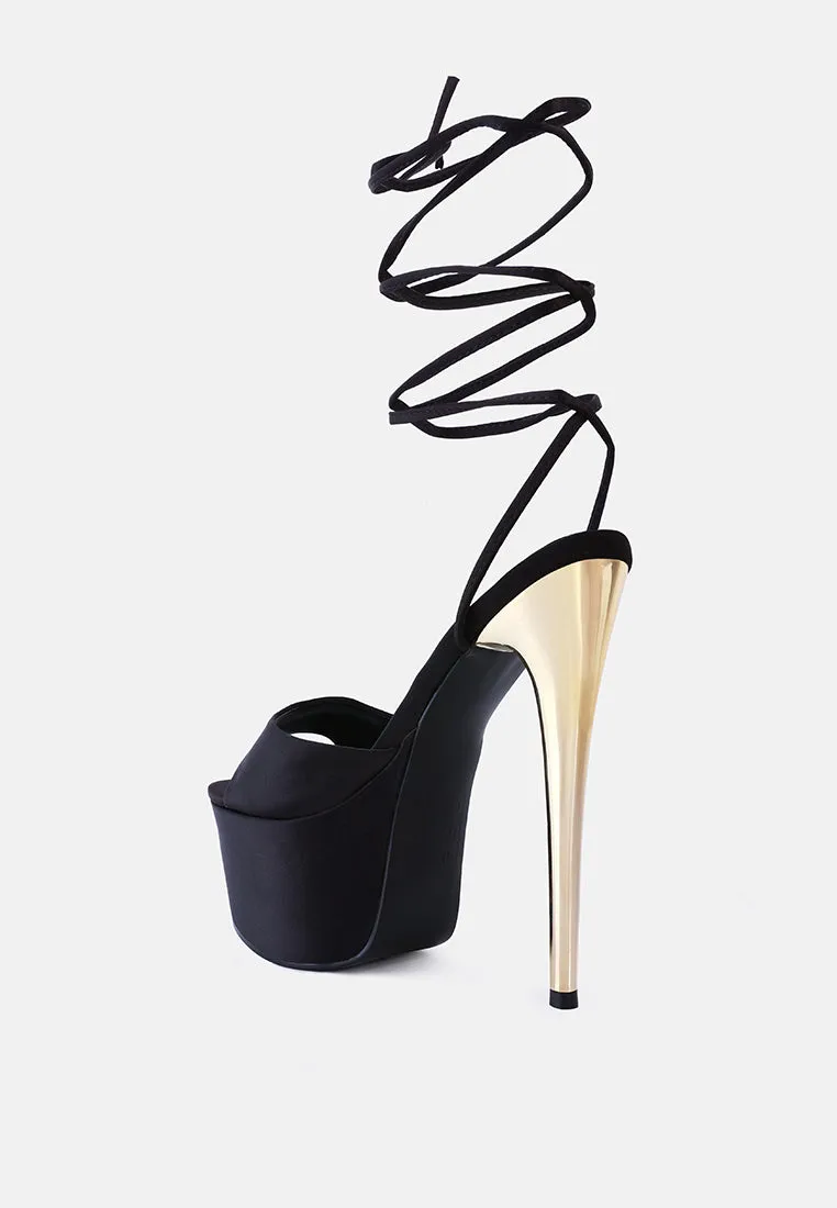 Passion Fruit Dramatic Platform Lace-Up Heel Sandals By Ruw