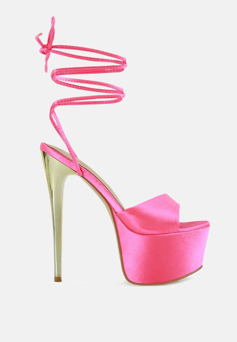 Passion Fruit Dramatic Platform Lace-Up Heel Sandals By Ruw