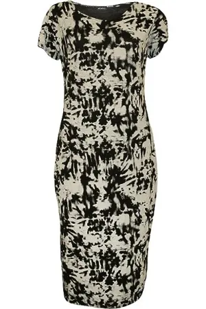 Plus Size Short Sleeve Tie Dye Print Midi Dress