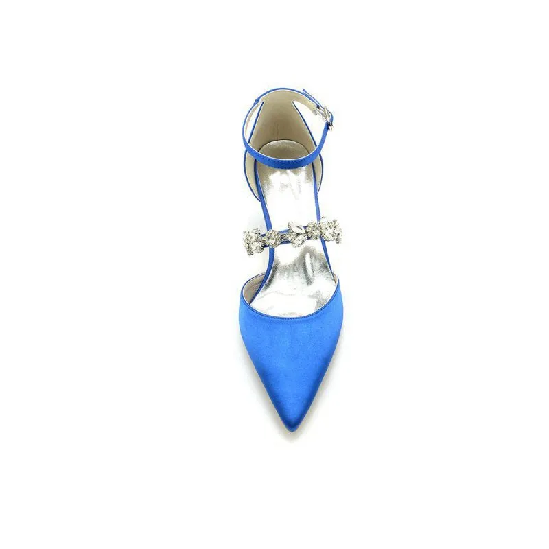 Pointed Toe Rhinestone Ankle Straps High Heels