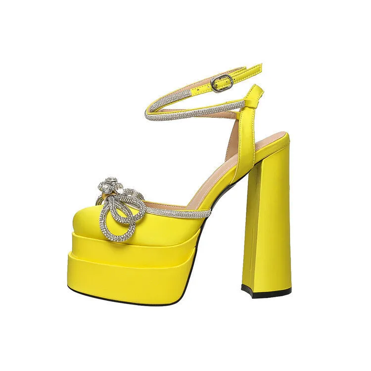 Rhinestone Banquet Ladies Satin High Heels