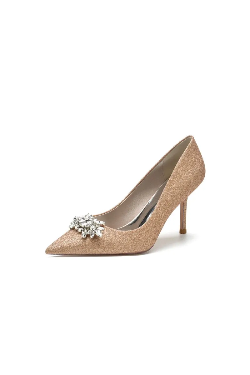 Rhinestone Beaded Glitter Pointed Toe Stiletto Heels