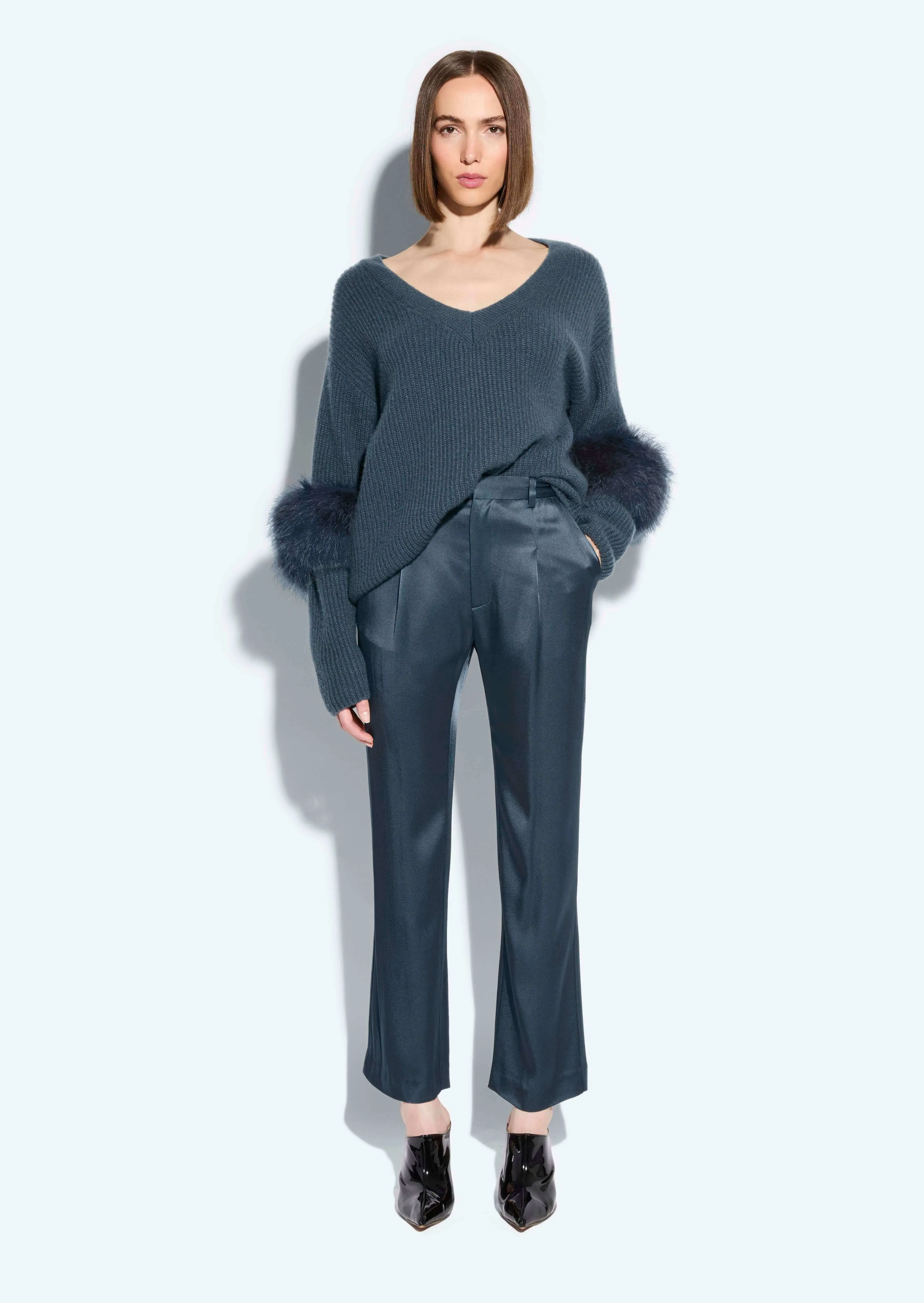 Satin Tapered Pleated Pant
