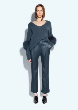 Satin Tapered Pleated Pant