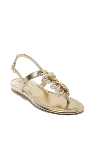 Shell Embellished Backstrap Sandal Gold