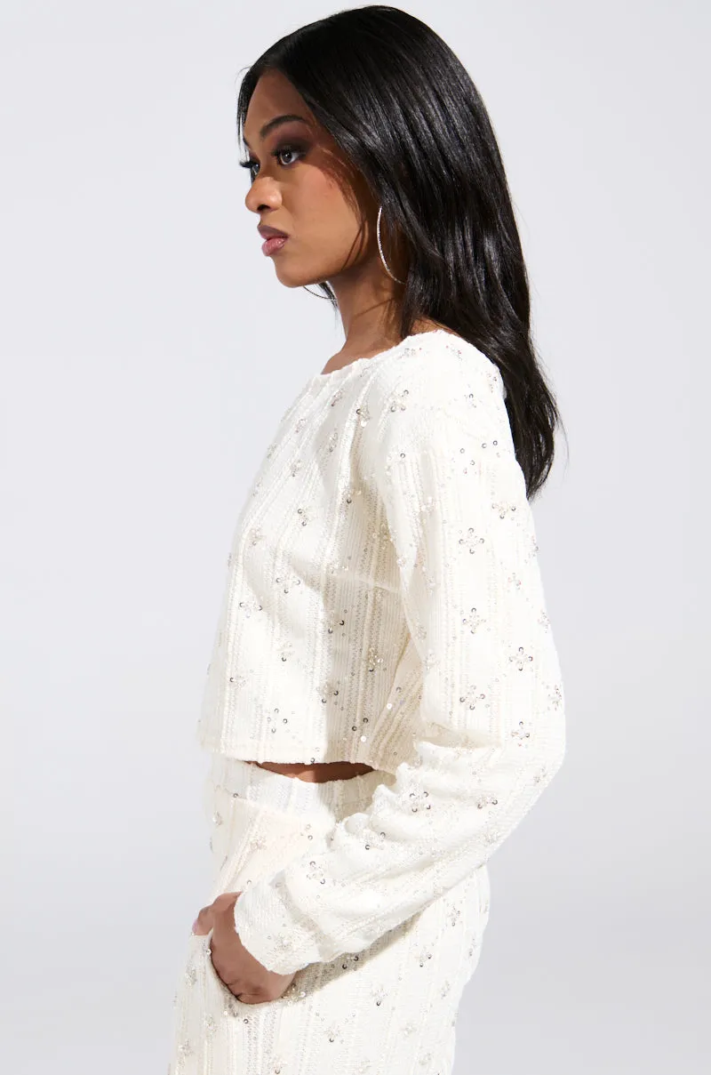 SHINE BRIGHT PEARL BOAT NECK SWEATER