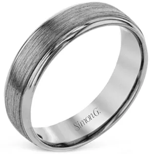 Simon G. Men's Gray Gold Satin Finish Wedding Band