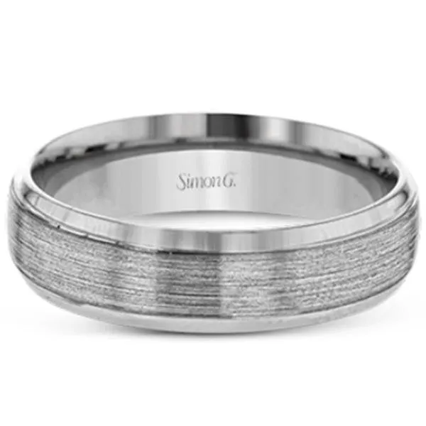 Simon G. Men's Gray Gold Satin Finish Wedding Band