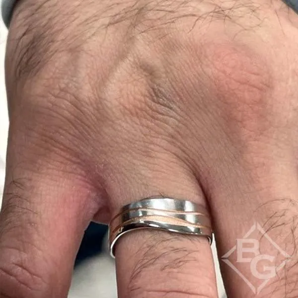 Simon G. White & Rose Gold Two-Tone "Wave" Wedding Band
