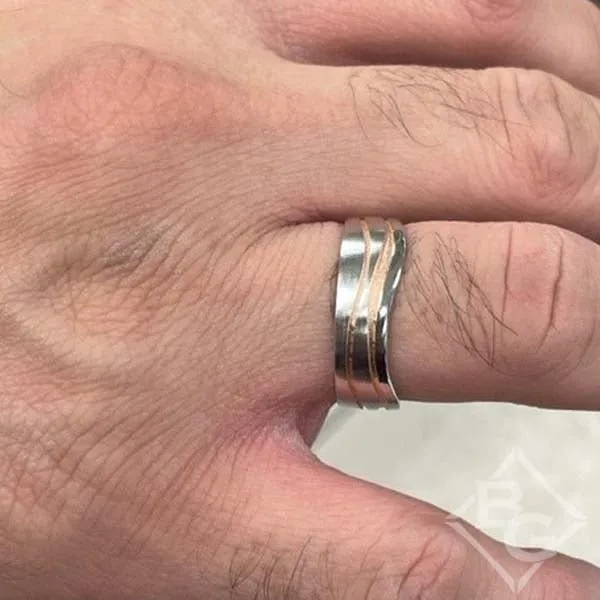Simon G. White & Rose Gold Two-Tone "Wave" Wedding Band