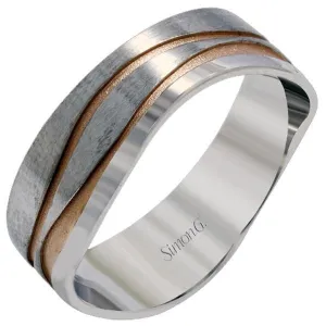 Simon G. White & Rose Gold Two-Tone "Wave" Wedding Band