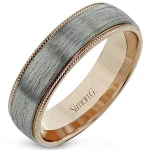 Simon G. White & Rose Two-Tone 6 MM Men's Wedding Band