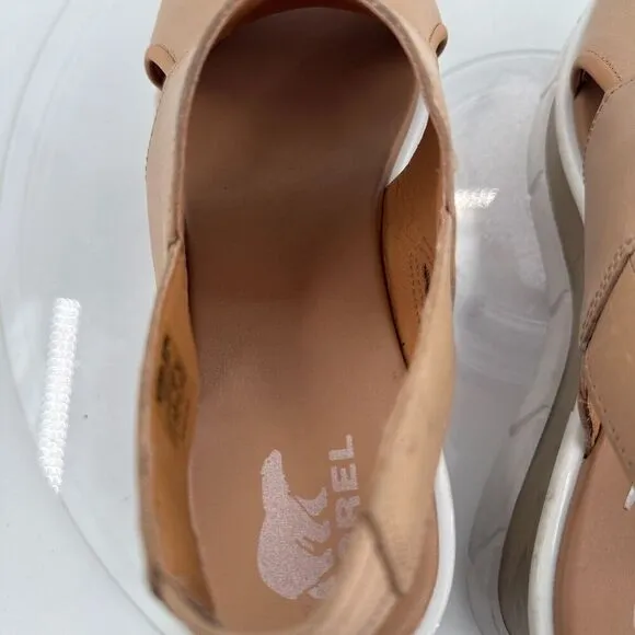 SOREL Womens Joanie III Sandal Size 11 Tan Leather Strappy Wedge Heel Platform