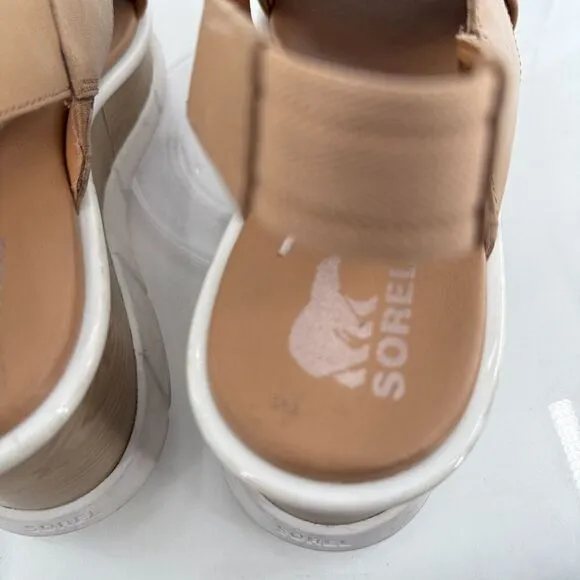 SOREL Womens Joanie III Sandal Size 11 Tan Leather Strappy Wedge Heel Platform