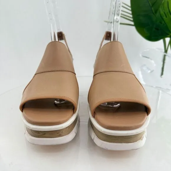SOREL Womens Joanie III Sandal Size 11 Tan Leather Strappy Wedge Heel Platform