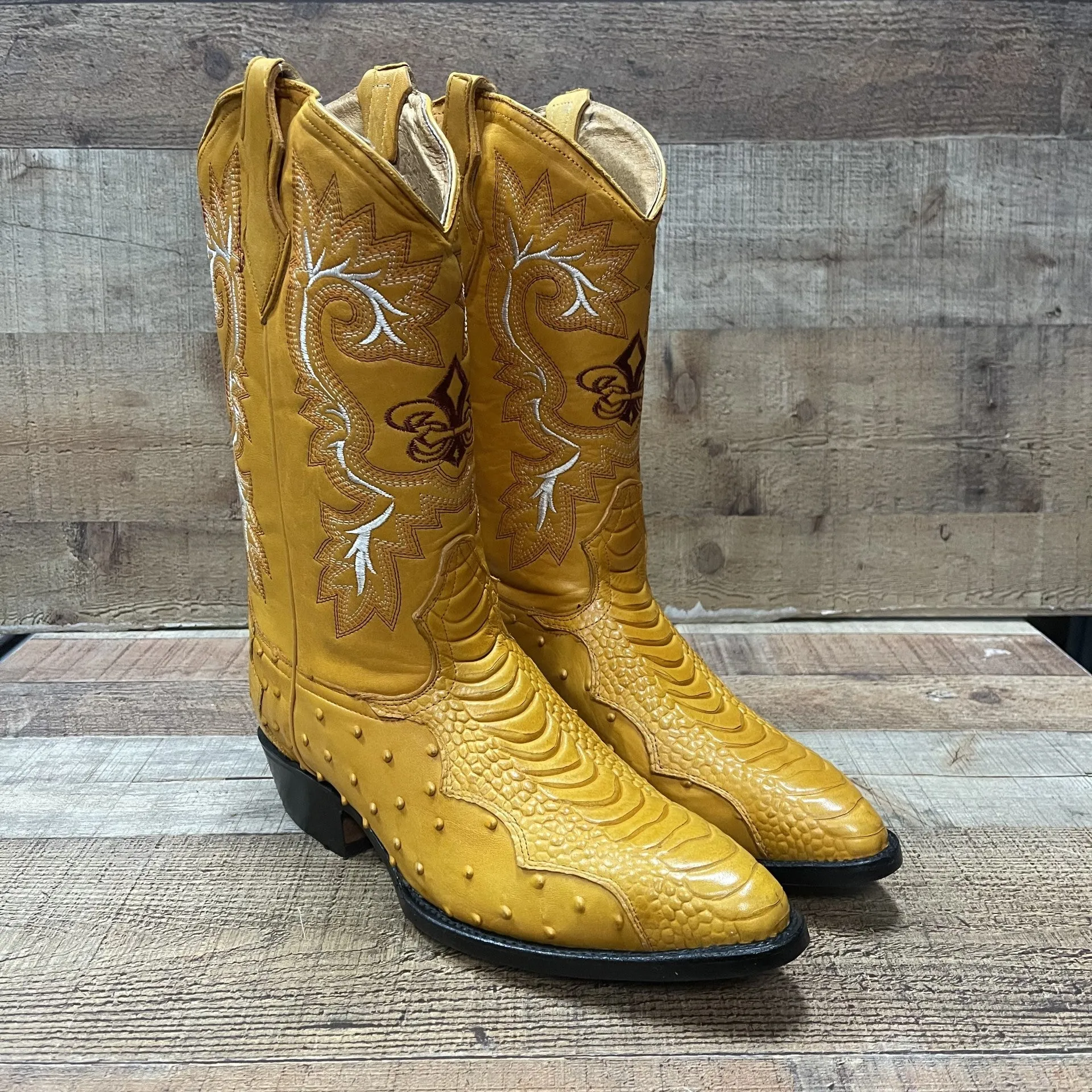 Special Discount: Men's Cowboy Western Ostrich Foot Print Pointed Boots Bota Avestruz Vaquera Puntal Est.099 Pata