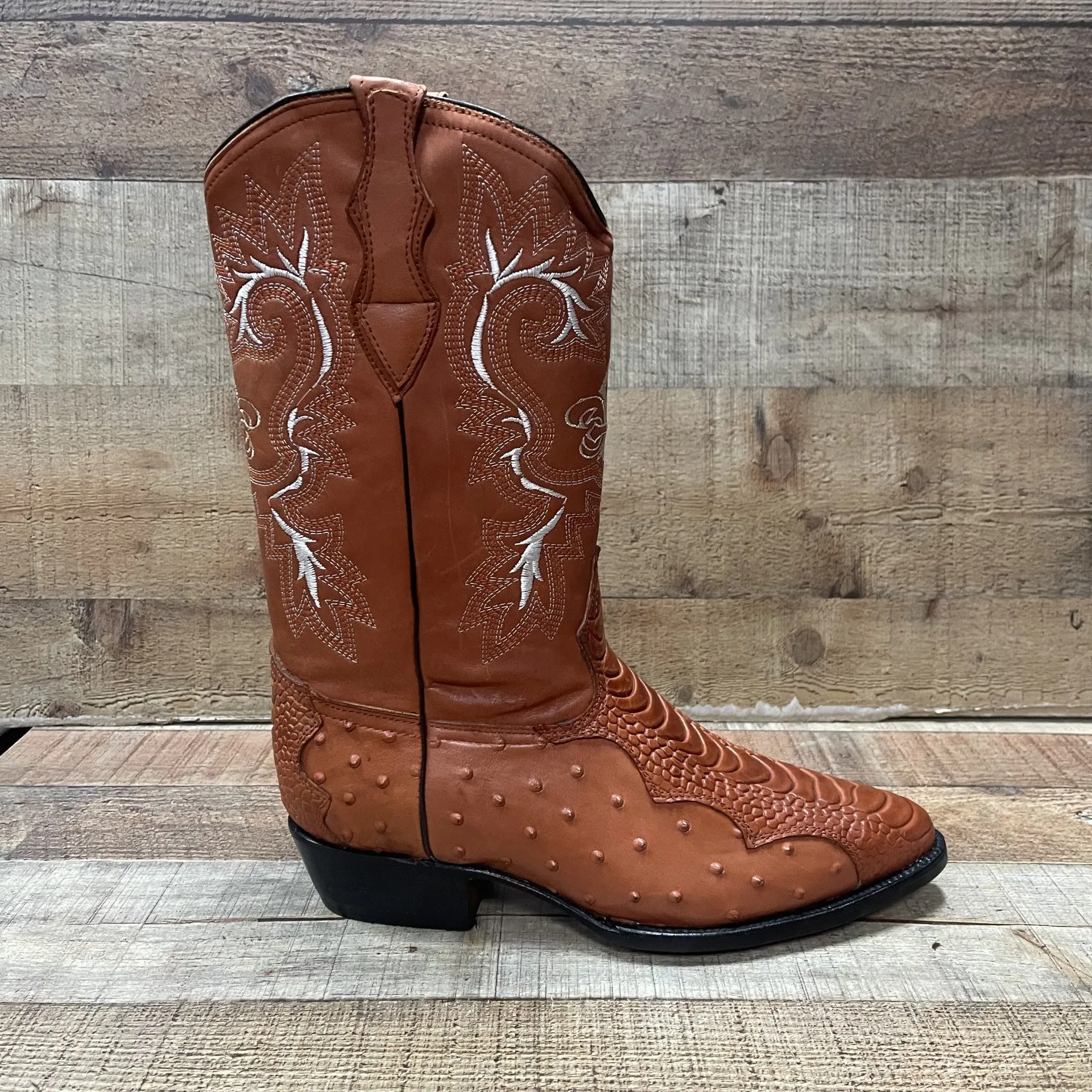 Special Discount: Men's Cowboy Western Ostrich Foot Print Pointed Boots Bota Avestruz Vaquera Puntal Est.099 Pata