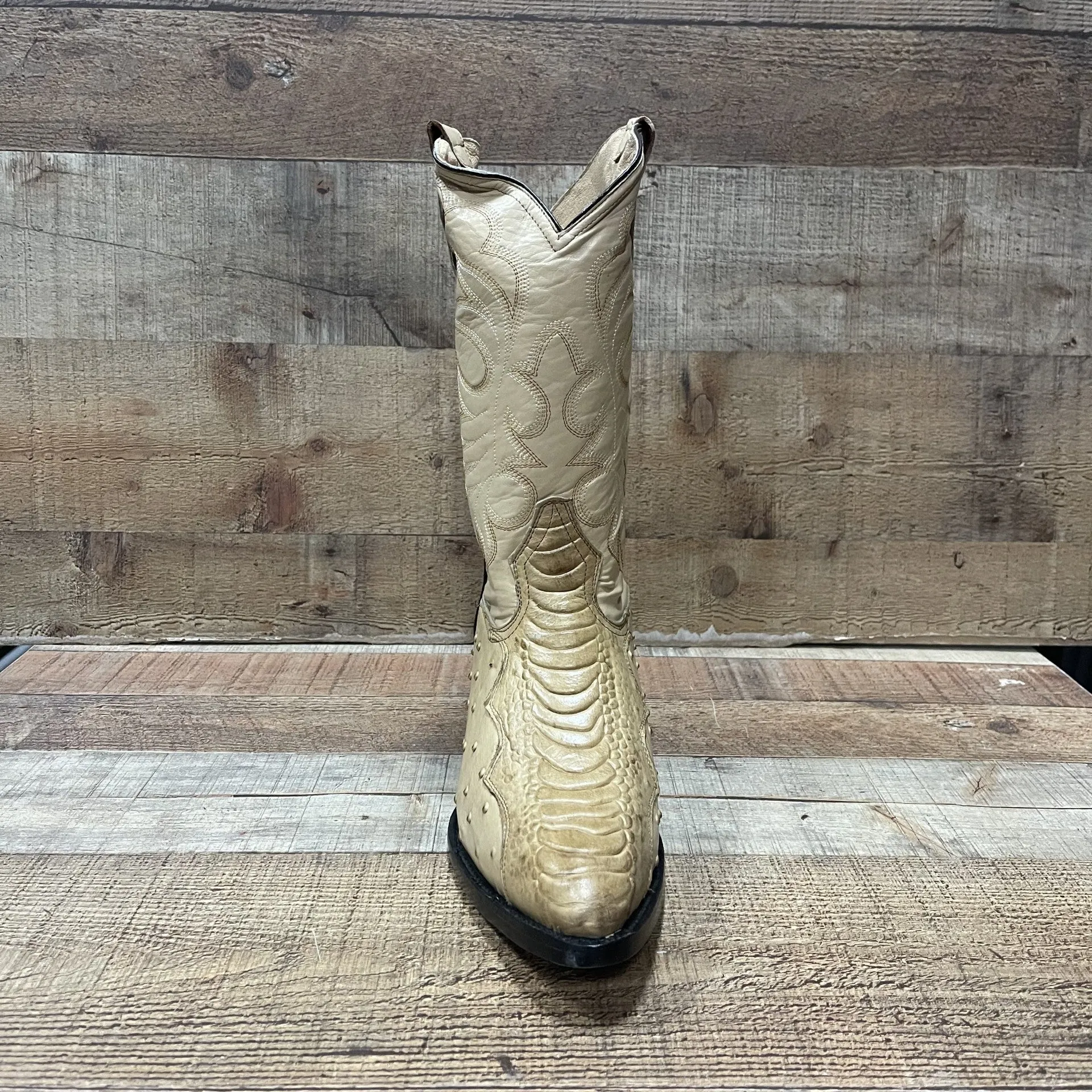 Special Discount: Men's Cowboy Western Ostrich Foot Print Pointed Boots Bota Avestruz Vaquera Puntal Est.099 Pata