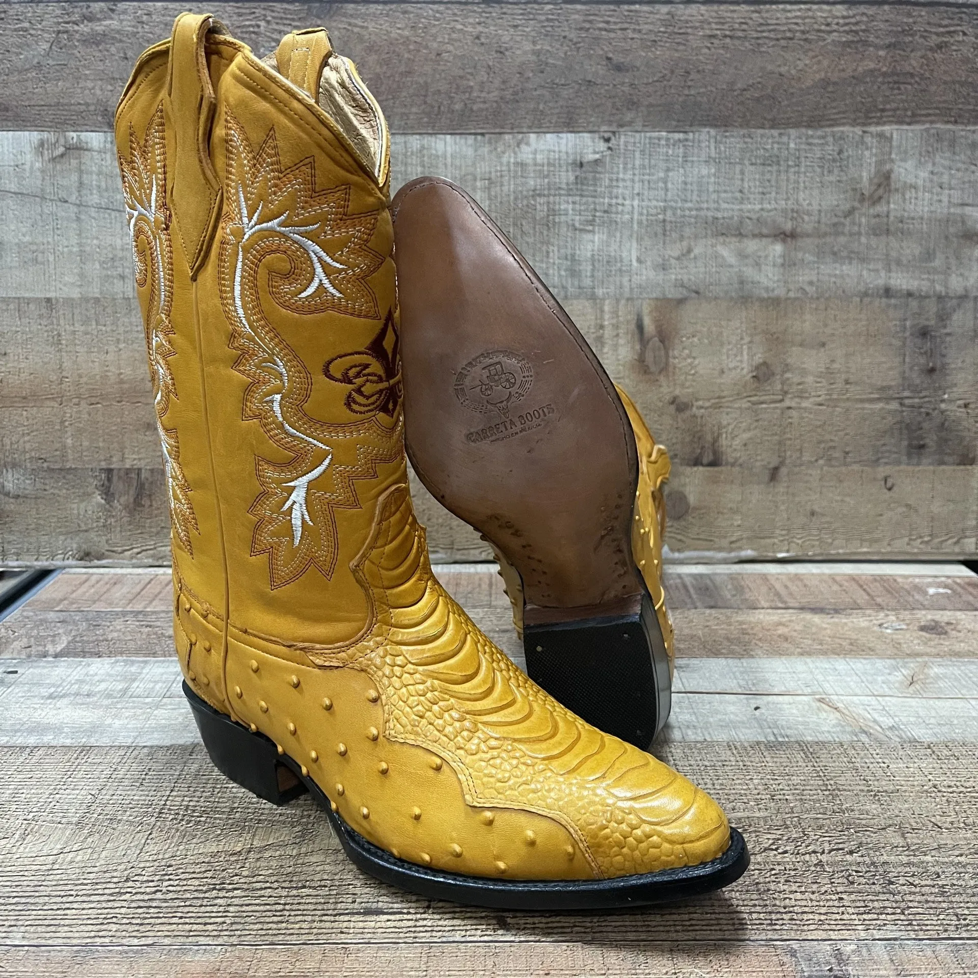 Special Discount: Men's Cowboy Western Ostrich Foot Print Pointed Boots Bota Avestruz Vaquera Puntal Est.099 Pata