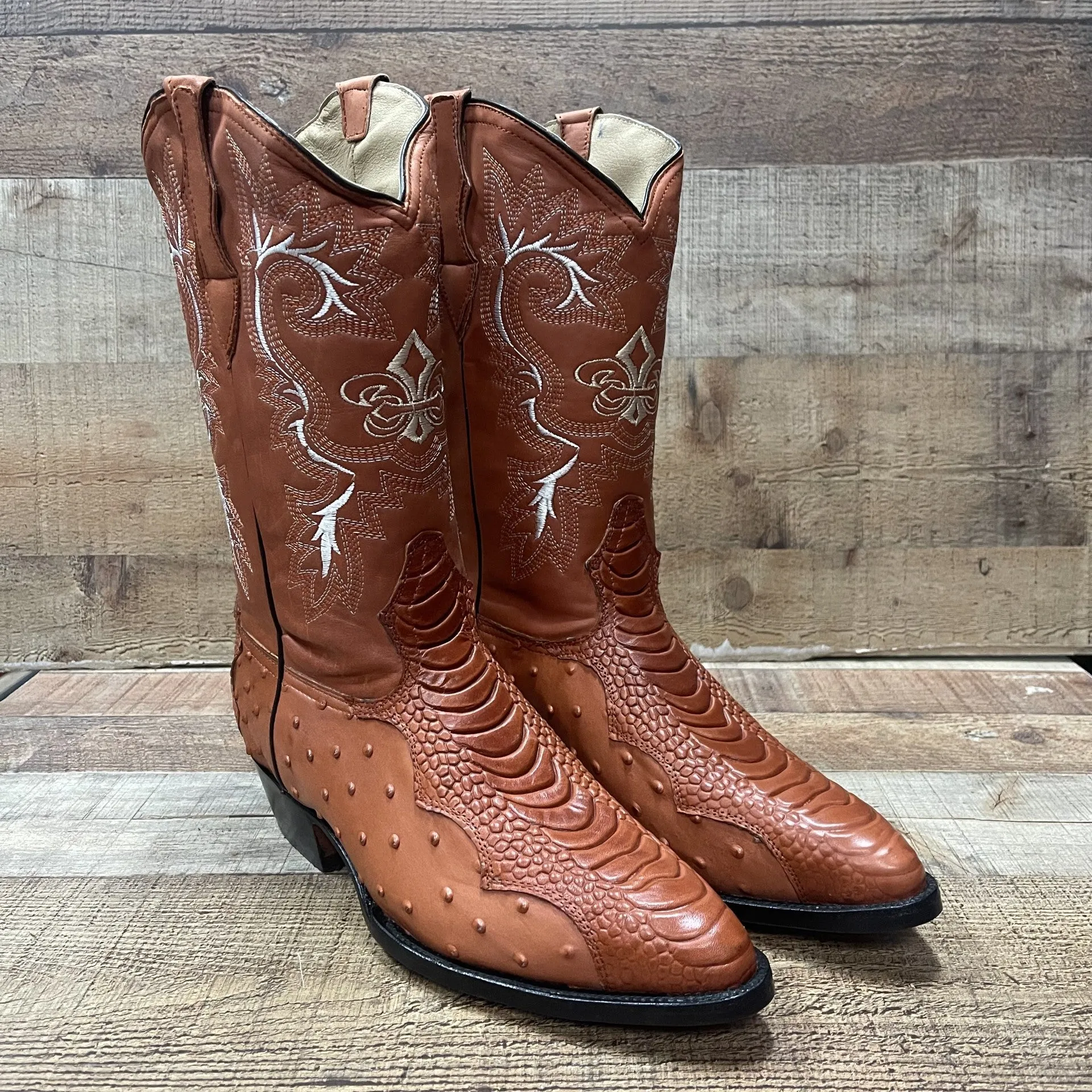 Special Discount: Men's Cowboy Western Ostrich Foot Print Pointed Boots Bota Avestruz Vaquera Puntal Est.099 Pata