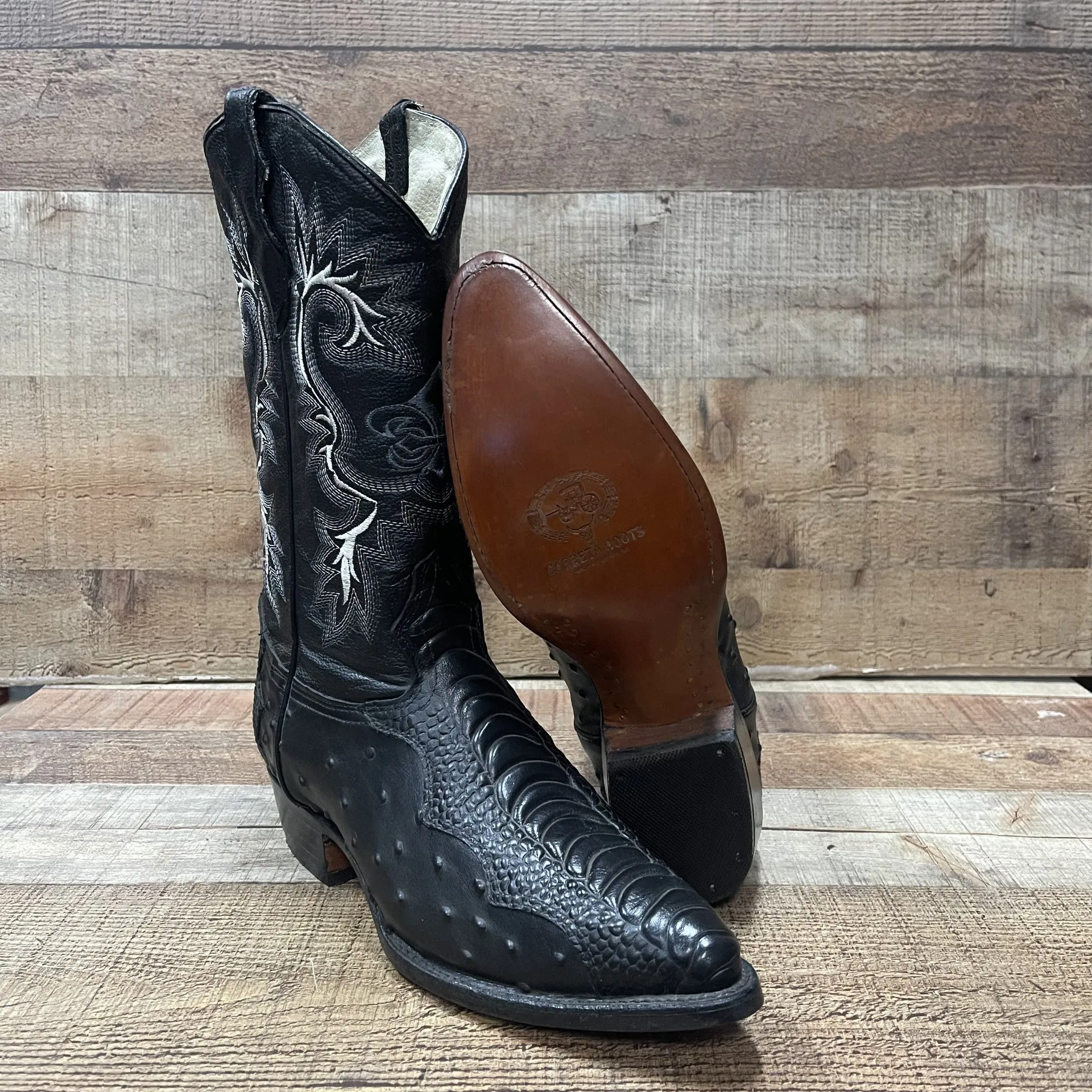 Special Discount: Men's Cowboy Western Ostrich Foot Print Pointed Boots Bota Avestruz Vaquera Puntal Est.099 Pata