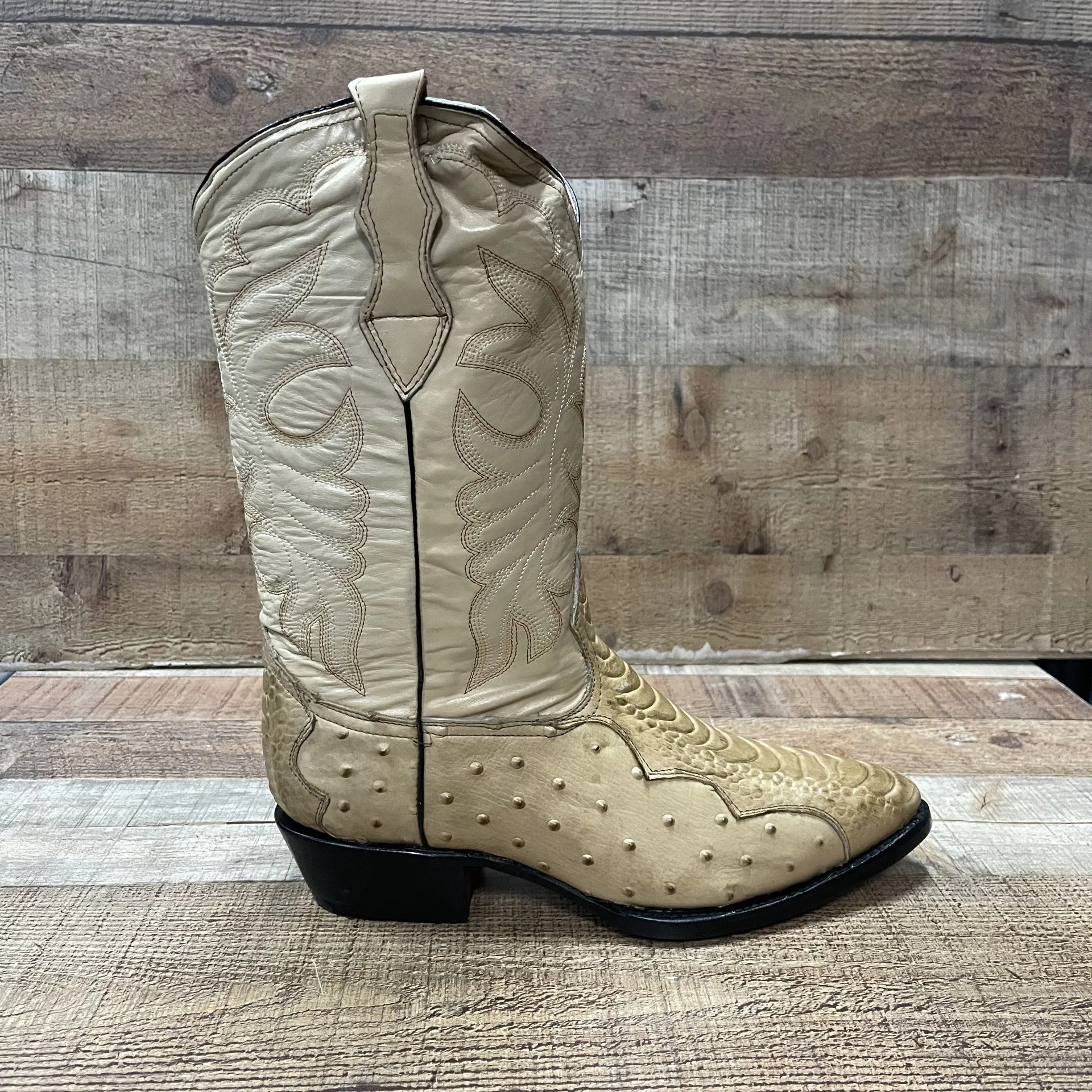 Special Discount: Men's Cowboy Western Ostrich Foot Print Pointed Boots Bota Avestruz Vaquera Puntal Est.099 Pata