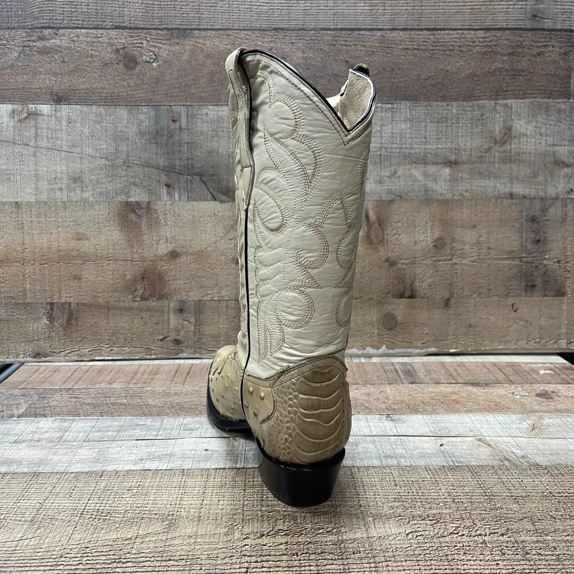 Special Discount: Men's Cowboy Western Ostrich Foot Print Pointed Boots Bota Avestruz Vaquera Puntal Est.099 Pata