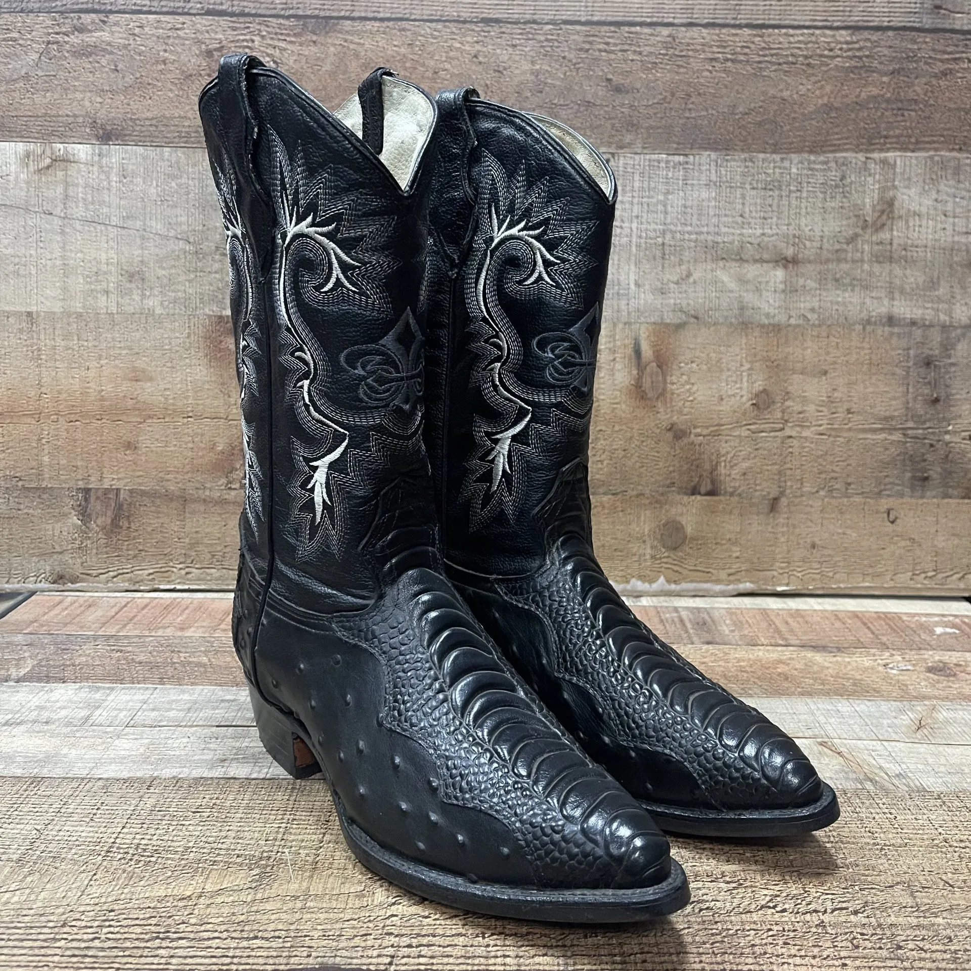 Special Discount: Men's Cowboy Western Ostrich Foot Print Pointed Boots Bota Avestruz Vaquera Puntal Est.099 Pata
