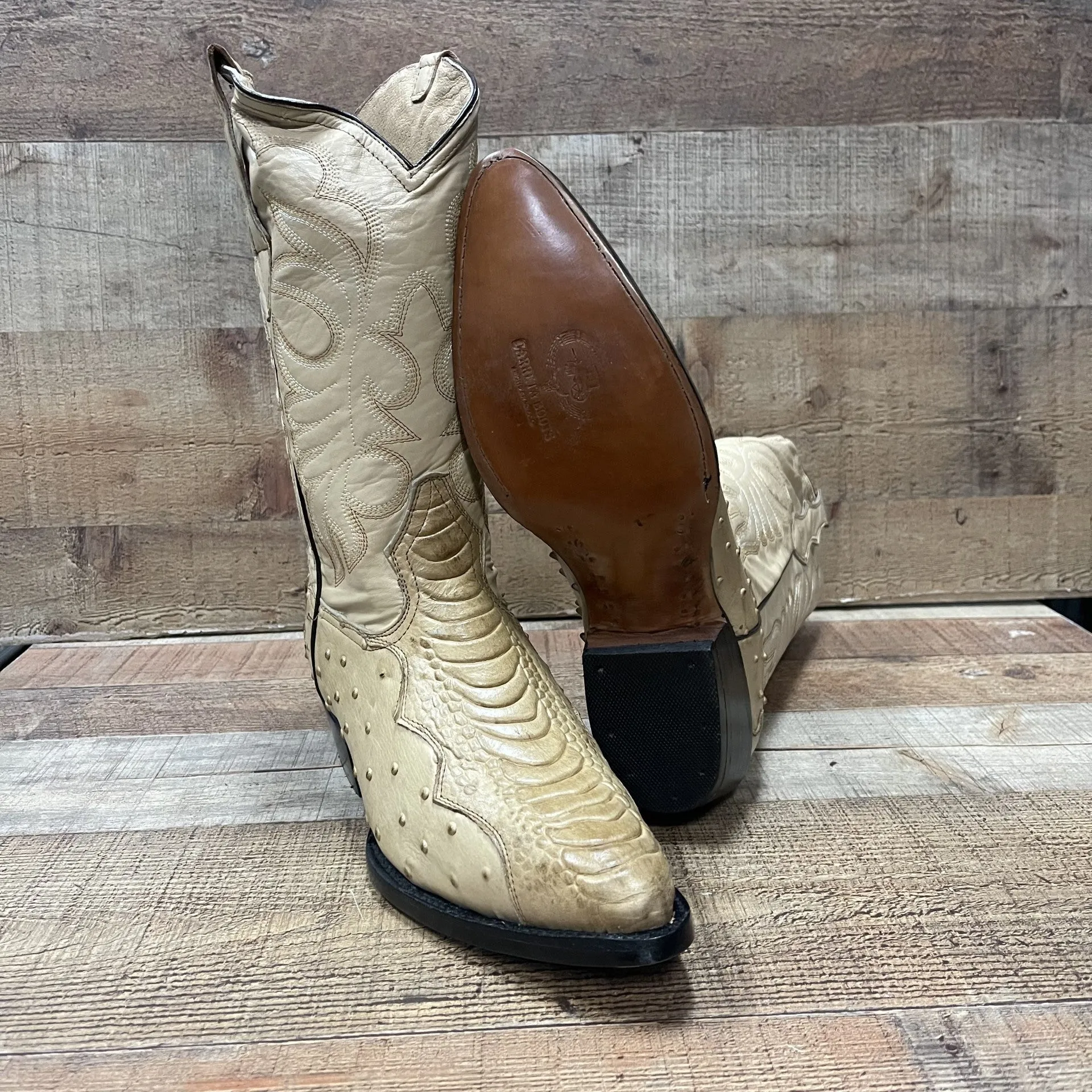 Special Discount: Men's Cowboy Western Ostrich Foot Print Pointed Boots Bota Avestruz Vaquera Puntal Est.099 Pata