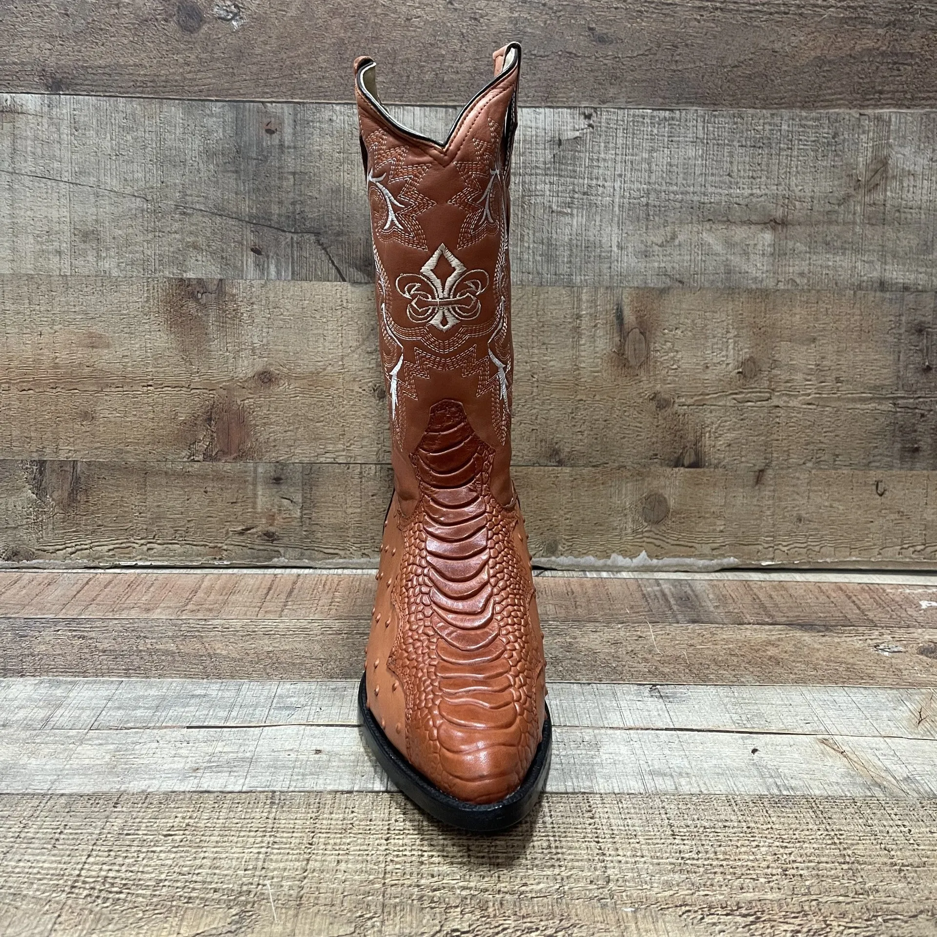 Special Discount: Men's Cowboy Western Ostrich Foot Print Pointed Boots Bota Avestruz Vaquera Puntal Est.099 Pata