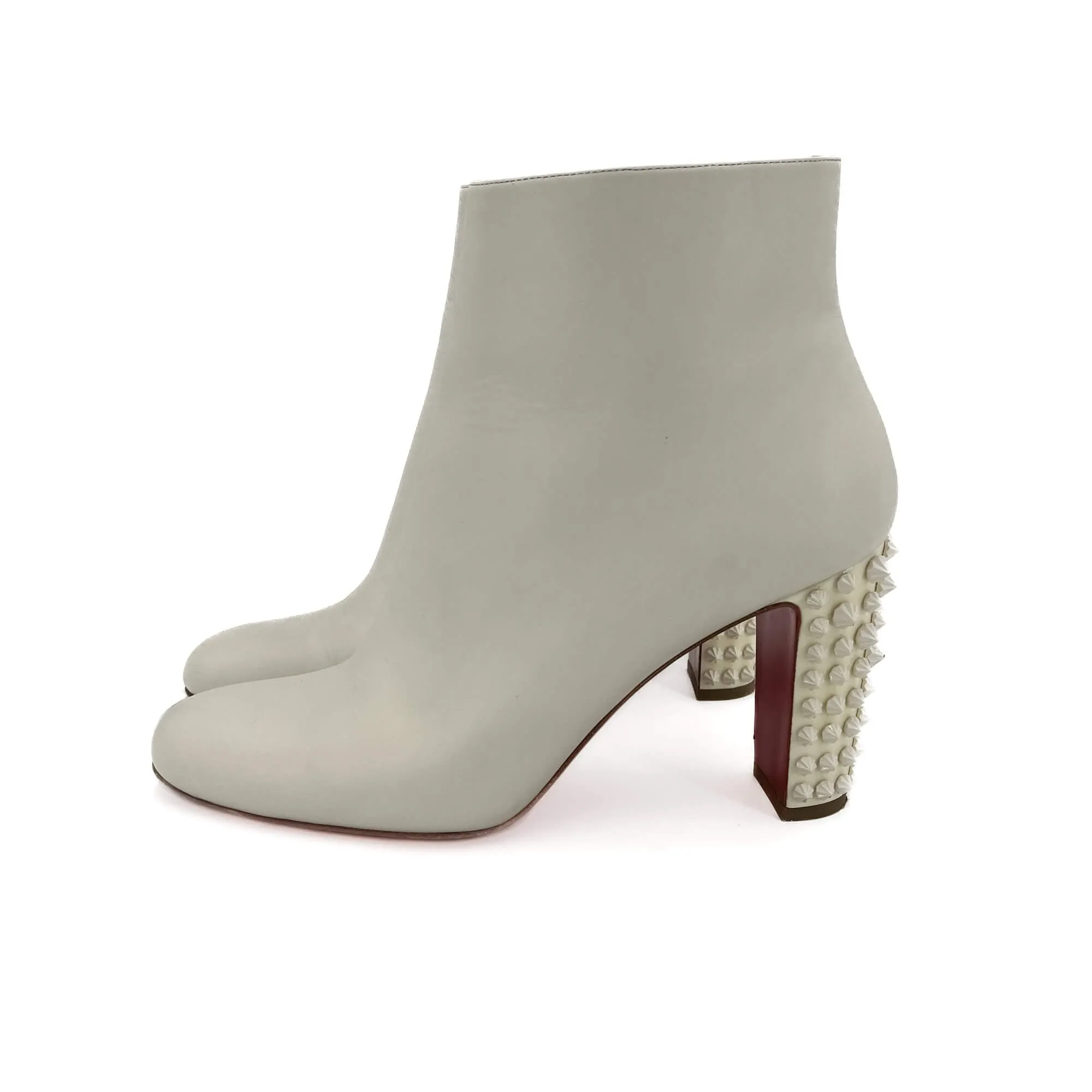 Spikoo Spiked Leather High Heel Boots 40 White