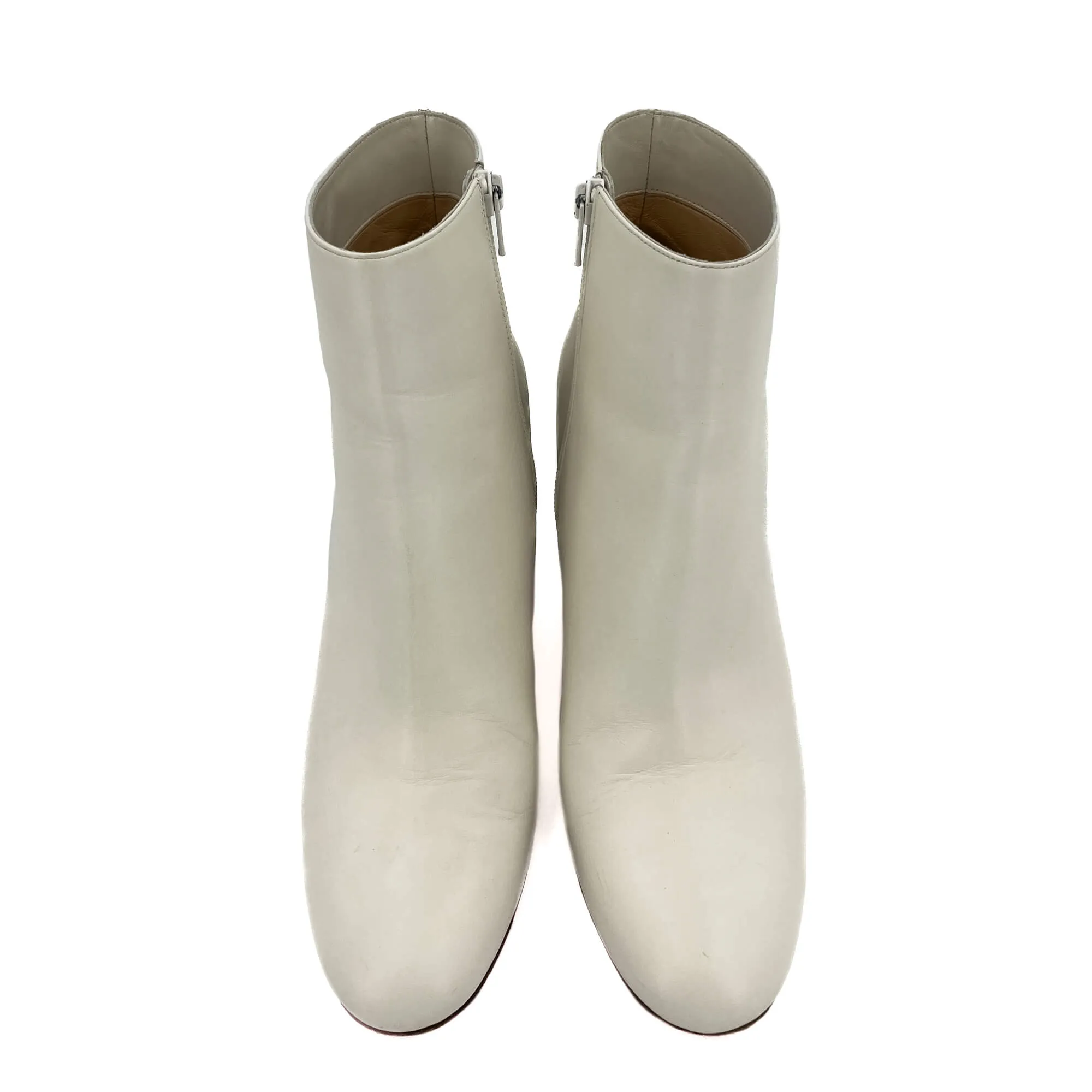 Spikoo Spiked Leather High Heel Boots 40 White