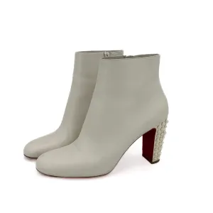 Spikoo Spiked Leather High Heel Boots 40 White