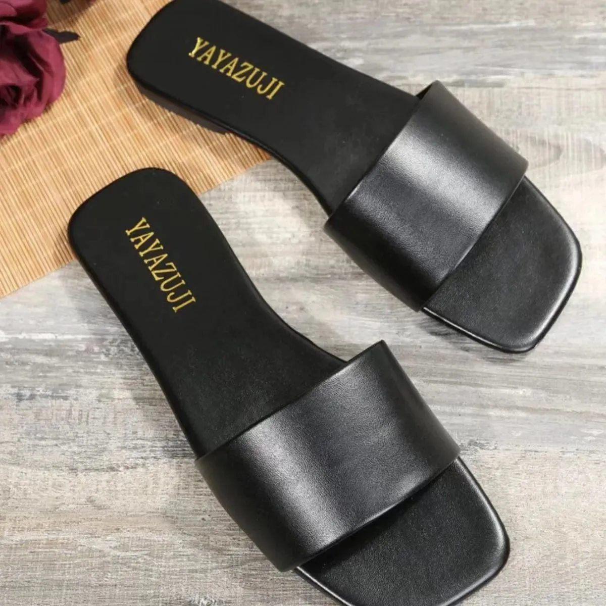 Square Open Toe Flats Sandals