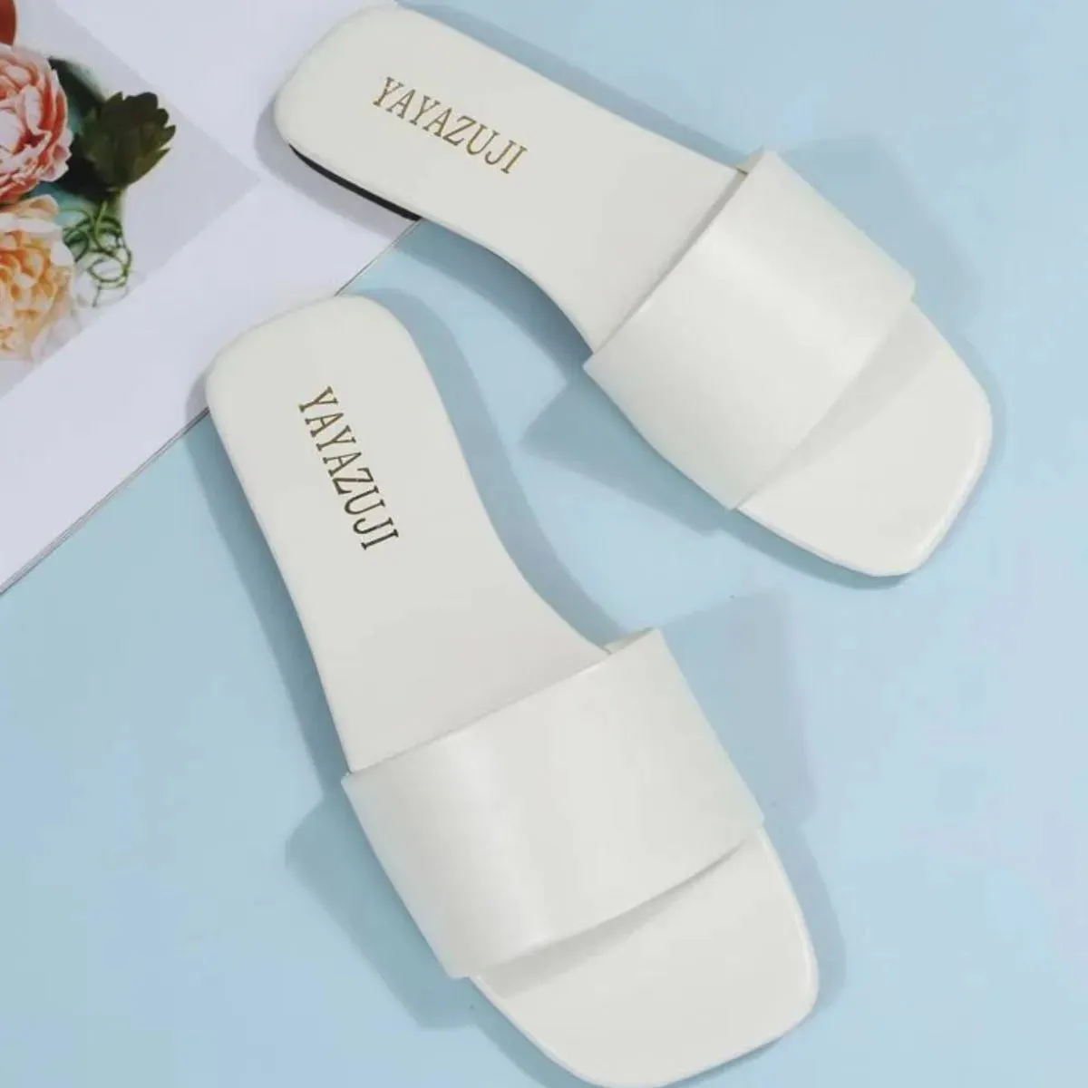 Square Open Toe Flats Sandals