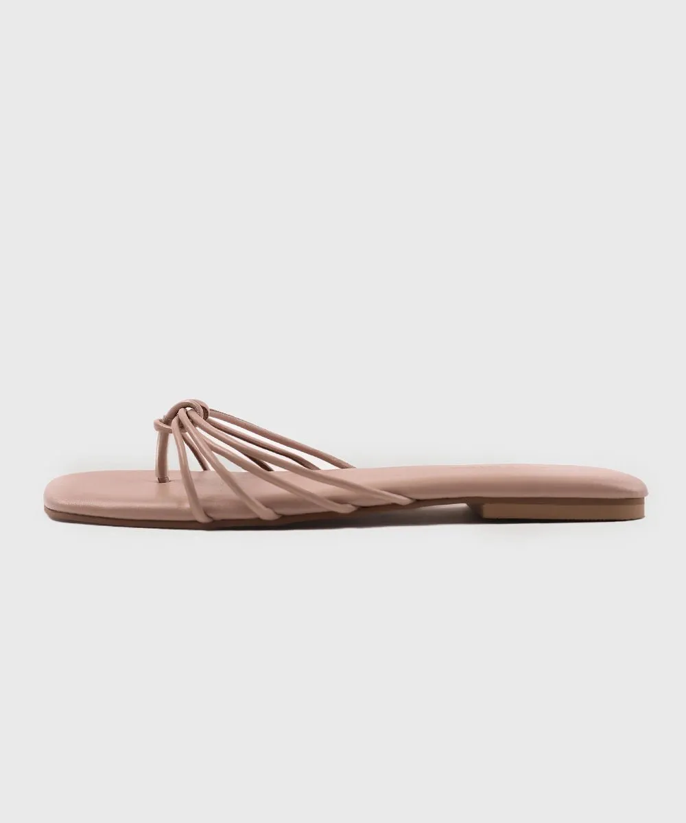Square Toe Flats with Knot Detail